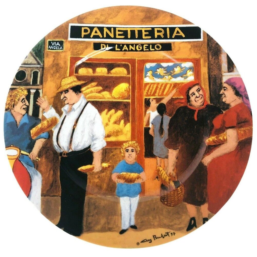 Tuscan Storefronts Panetteria Dinner Plate by Guy Buffet 10 7/8" Made in Germany